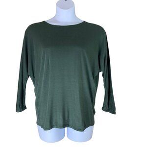 Yazdi Knit Top Long Sleeve Green Gray Shirt Womens Size Medium Large